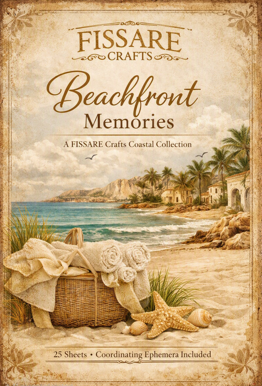Fissare Crafts Beachfront Memories Scrapbook Paper Pack - 25 Beachfront & Coastal Themed Sheets