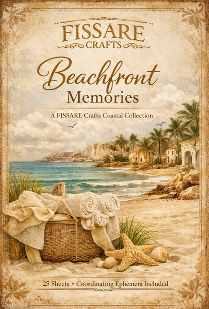 Fissare Crafts Beachfront Memories Scrapbook Paper Pack - 25 Beachfront & Coastal Themed Sheets