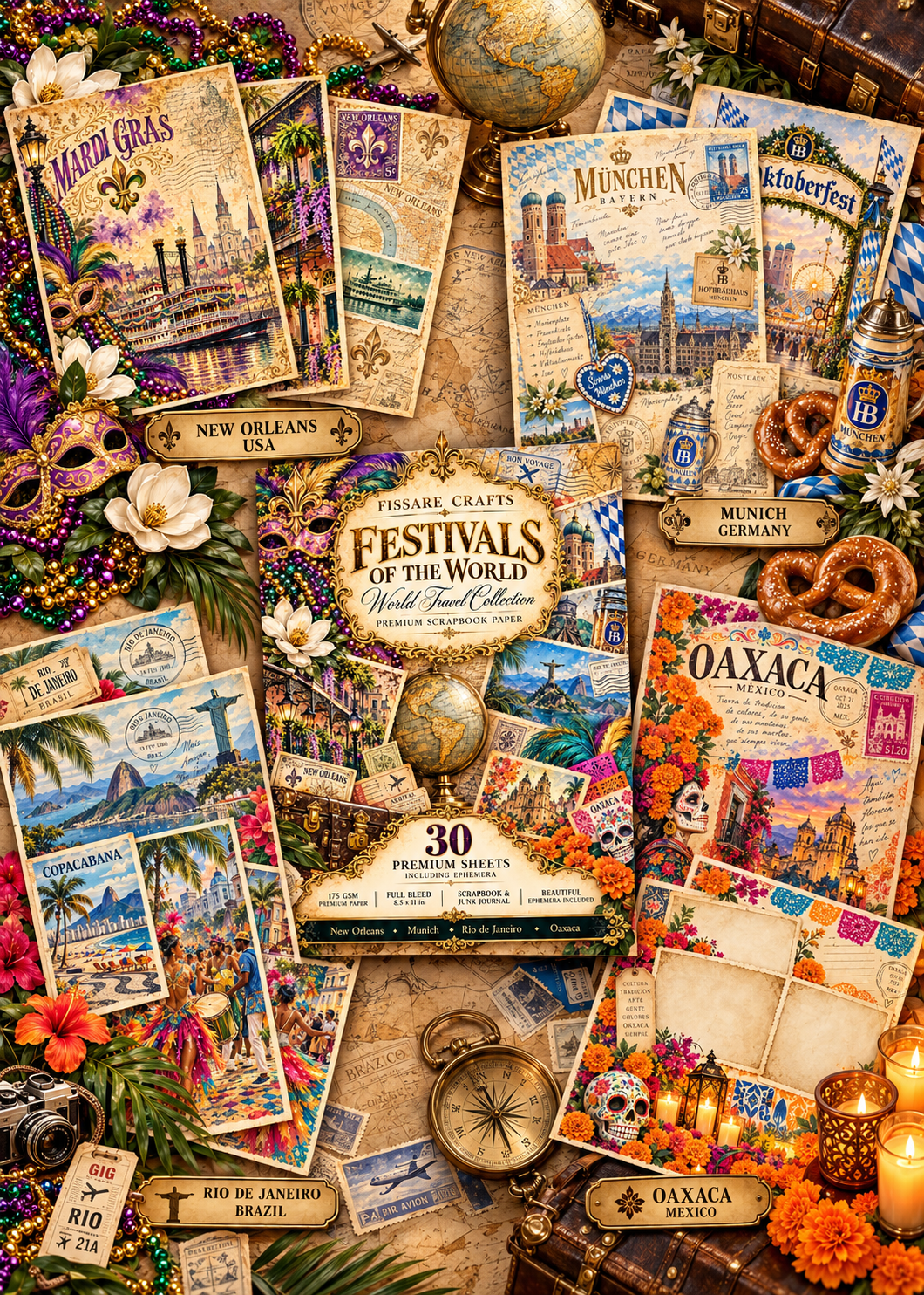 Festivals of the World premium scrapbook paper collection tabletop showcase