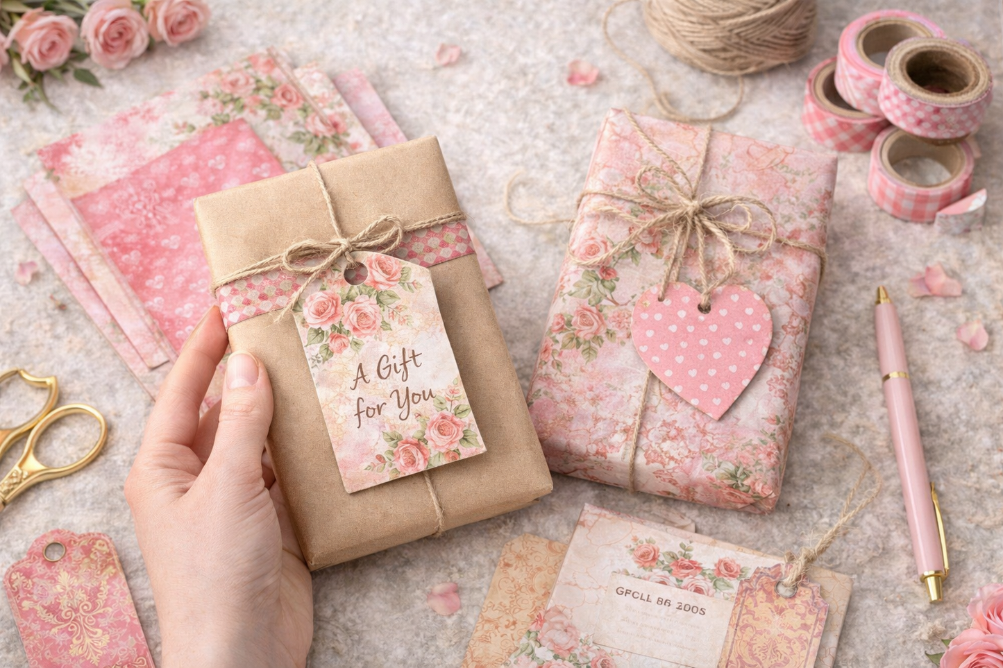 20 Page 6x6 Pink Floral Scrapbook Paper