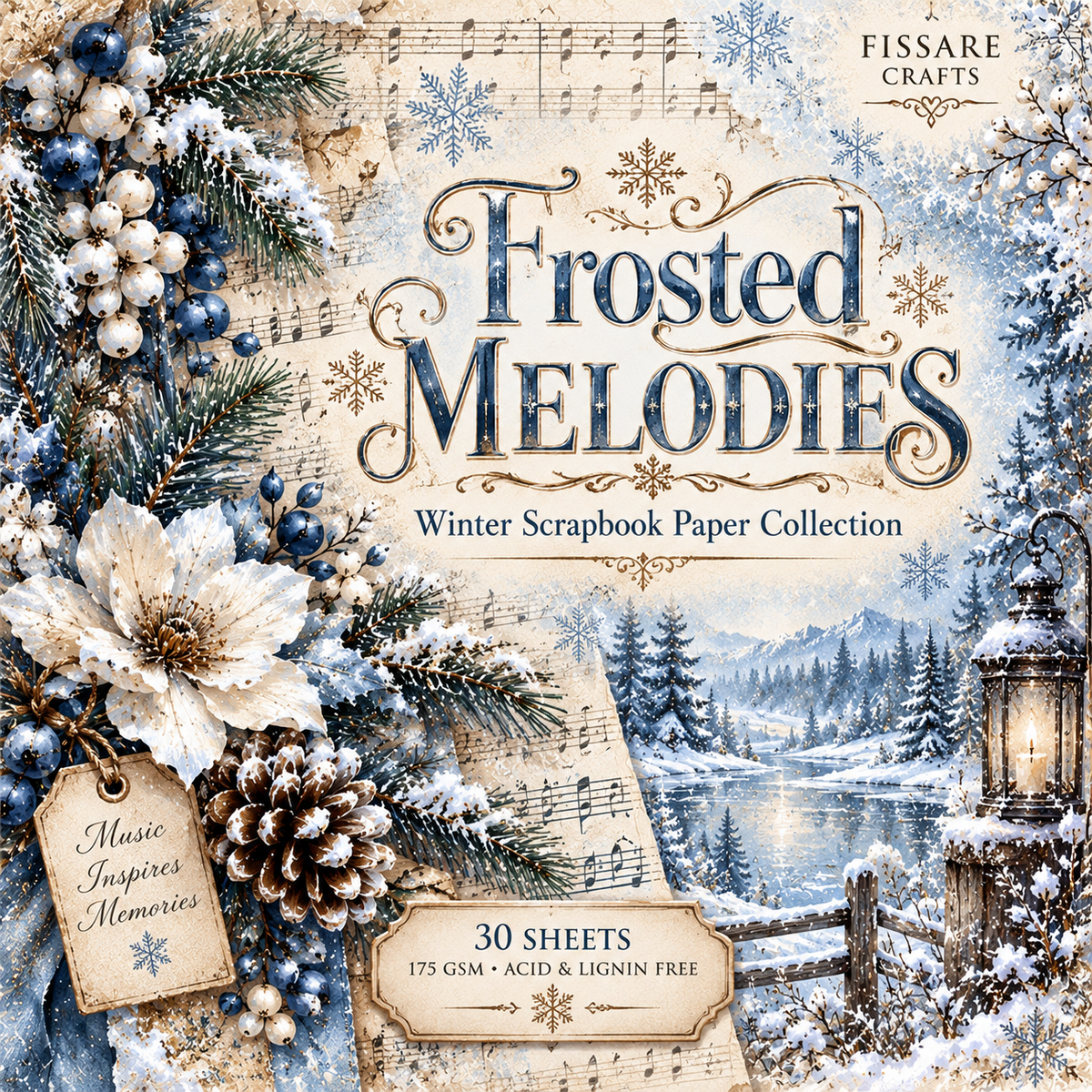 Frosted Melodies 30-sheet winter 6x6 scrapbook paper collection cover