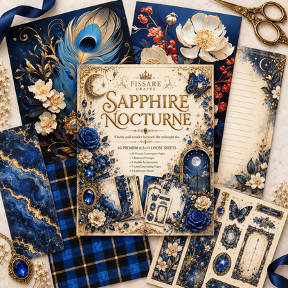 Sapphire Nocturne Scrapbook & Journaling Paper – 30 Sheets