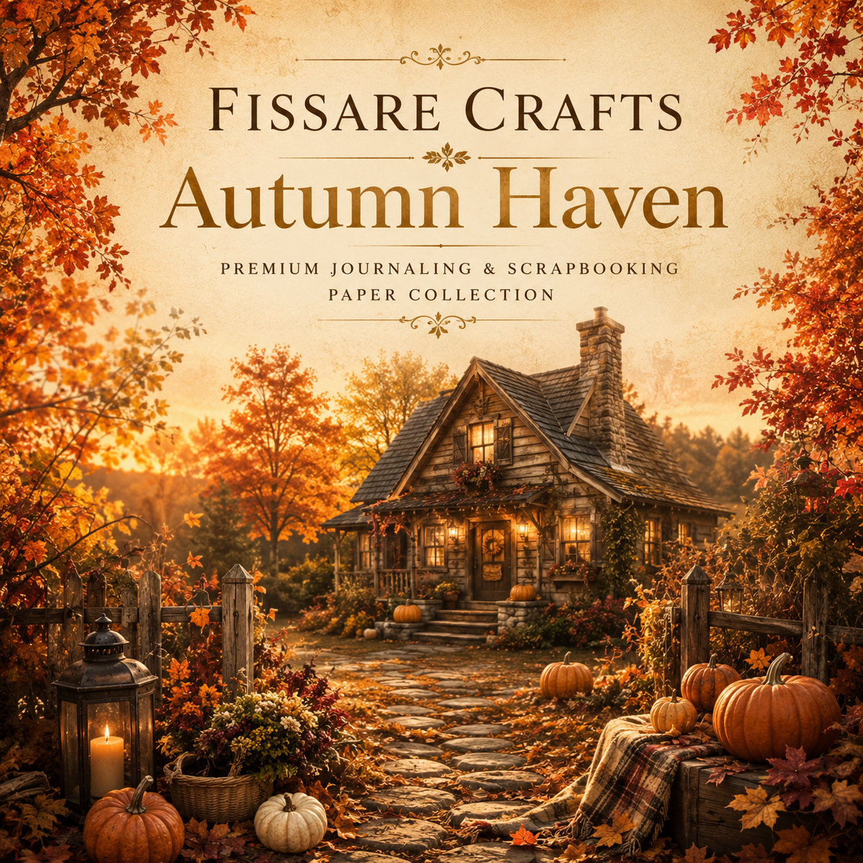 FISSARE CRAFTS Autumn Haven — Fall Scrapbook Paper & Journaling Collection | 30 Sheets | 6×6 & 8×8