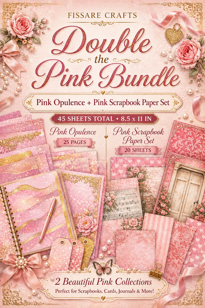 Double the Pink Bundle – 45 Sheet Pink Scrapbook Paper Collection