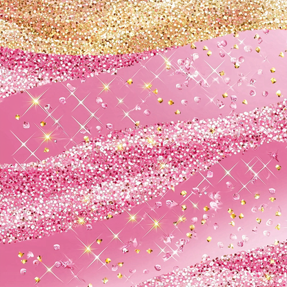 Pink and gold glittery pattern on a pink background