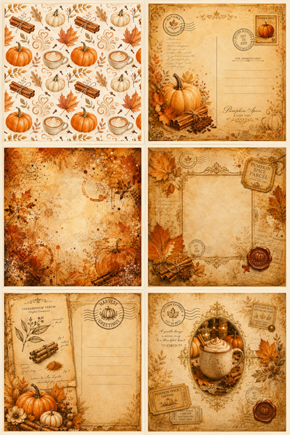 Pumpkin Spice Collection — 30‑Sheet Scrapbook & Journaling Set
