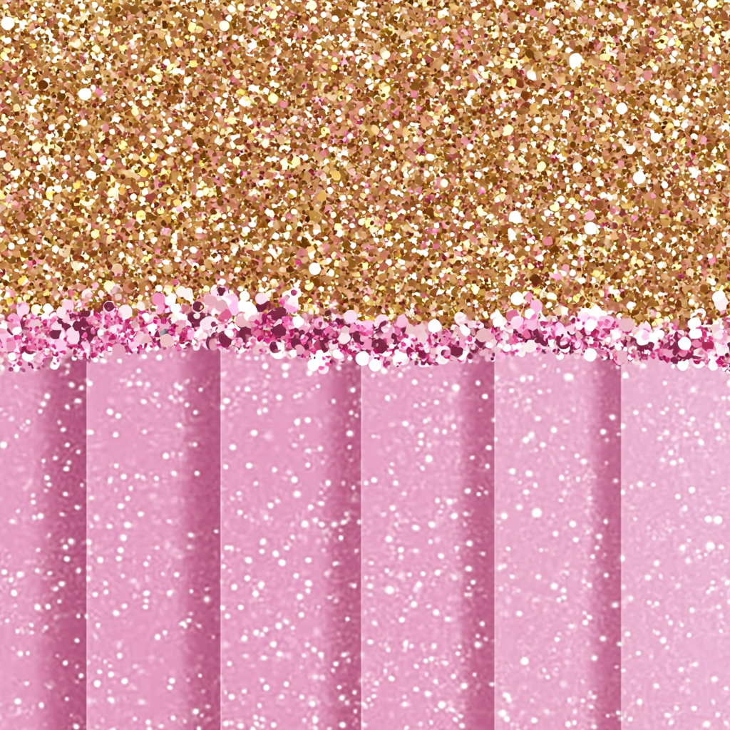 Glittery pink and gold background with decorative border