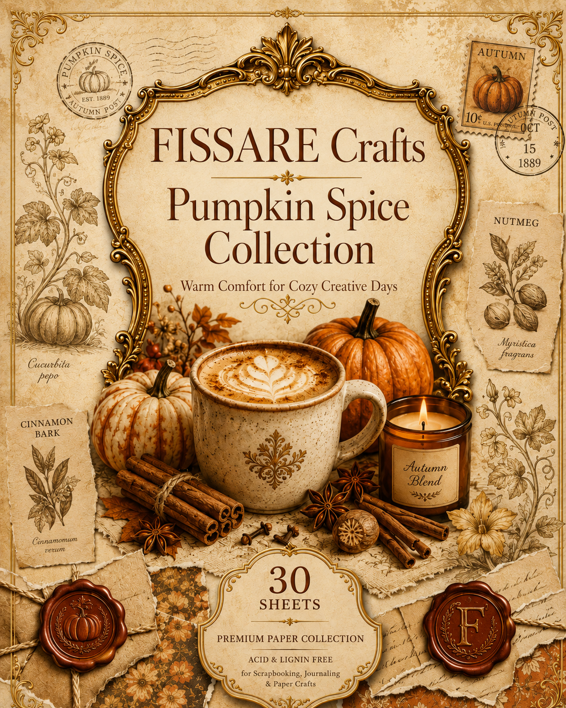 Pumpkin Spice Collection — 30‑Sheet Scrapbook & Journaling Set