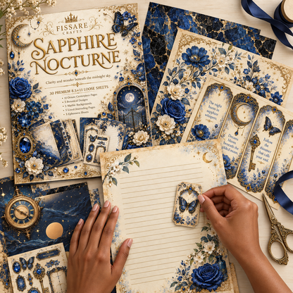Sapphire Nocturne Scrapbook & Journaling Paper – 30 Sheets