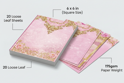 Pink & Gold Marble Scrapbook Paper Set – Luxury Floral Decorative Sheets for Journaling, Scrapbooking, Card Making & Paper Crafts