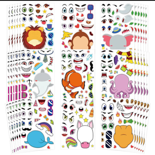 Assorted Make-a-Face Mix and Match Stickers  for Goodie Bag fillers and Party Favors.