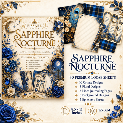 Sapphire Nocturne Scrapbook & Journaling Paper – 30 Sheets