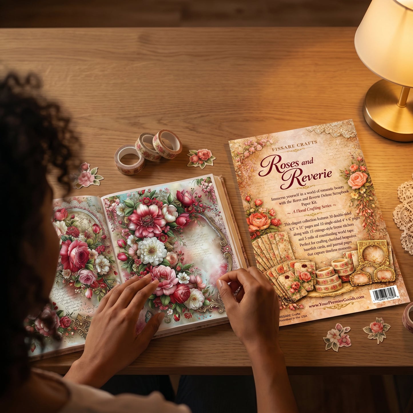 Roses and Reverie Double-Sided Scrapbook Paper Kit – Romantic Rose Decorative Pages with Ephemera for Journaling, Scrapbooking & Paper Crafts